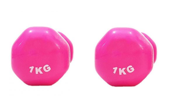 دمبل ایروبیک روکش دار 1 کیلوگرمی مدل 02-Pink بسته دو عددی